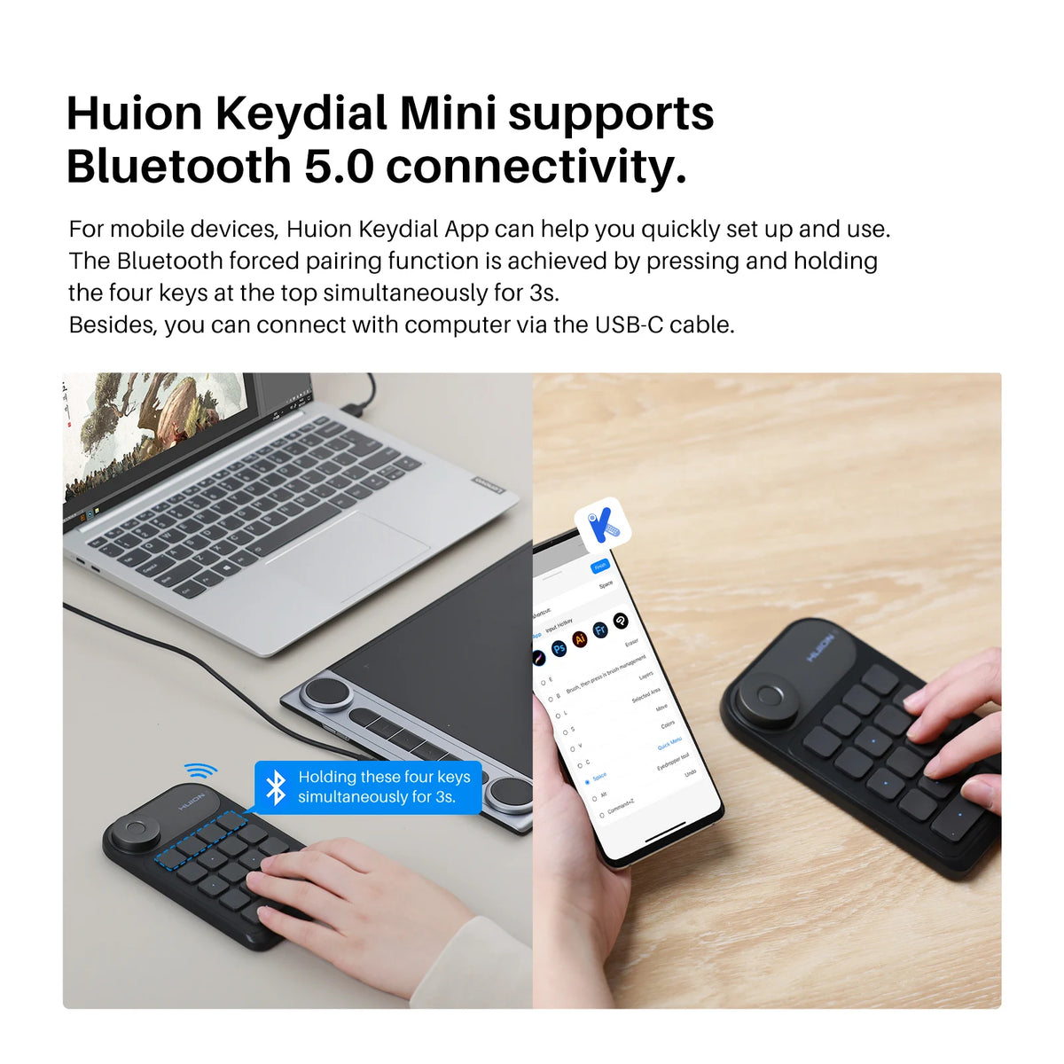 Huion Keydial Mini Drawing Tablet Keyboard With Dial Controller