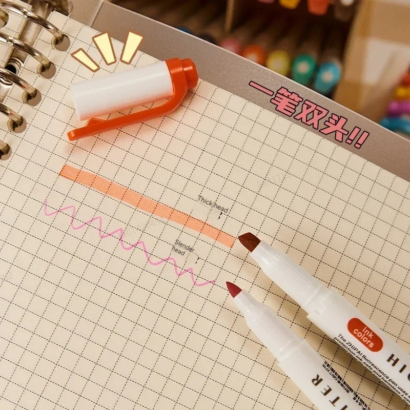 Double Headed Highlighter Pens Set For School Office Drawing