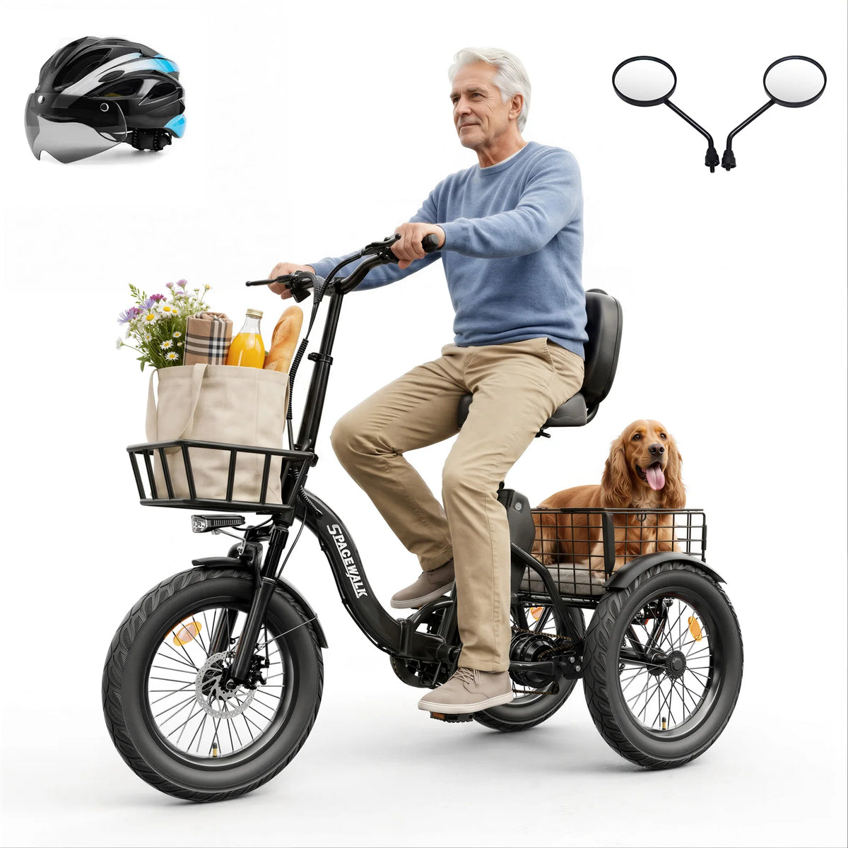 Eilleo Spacewalk Folding Electric Trike For Adults With Fat Tires