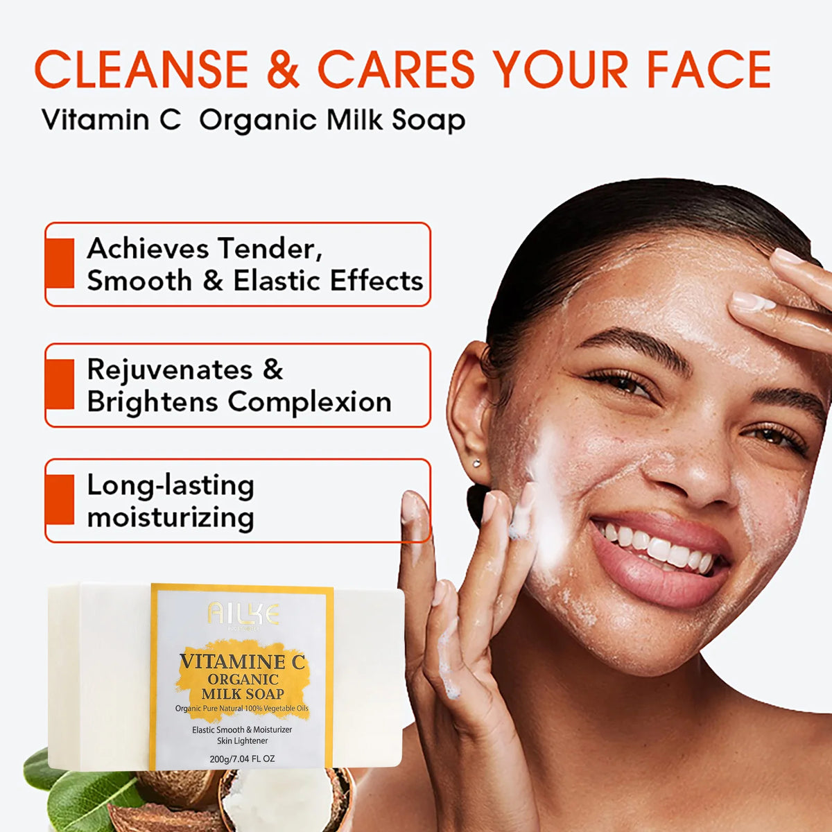 Kyliefit Organic Milk Soap With Vitamin C Whitening Cleanser