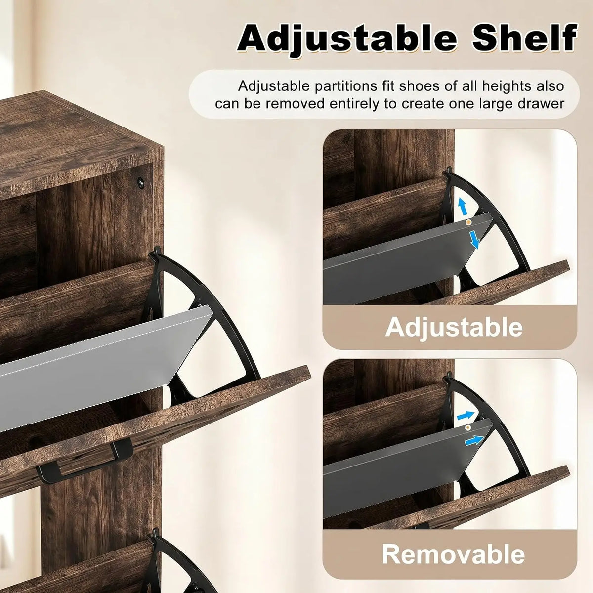 LegacyAmerhome Four Drawer Slim Shoe Entryway Organizer Cabinet