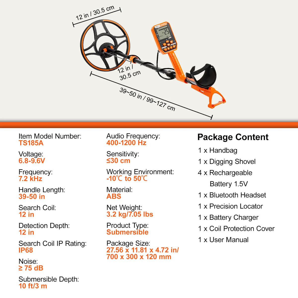 SucceBuy Professional Rechargeable Metal Detector With Digital Display