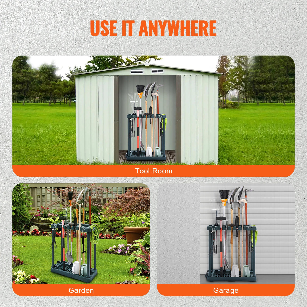 SucceBuy Garden Yard Tool Storage Tower Rack Organizer Stand