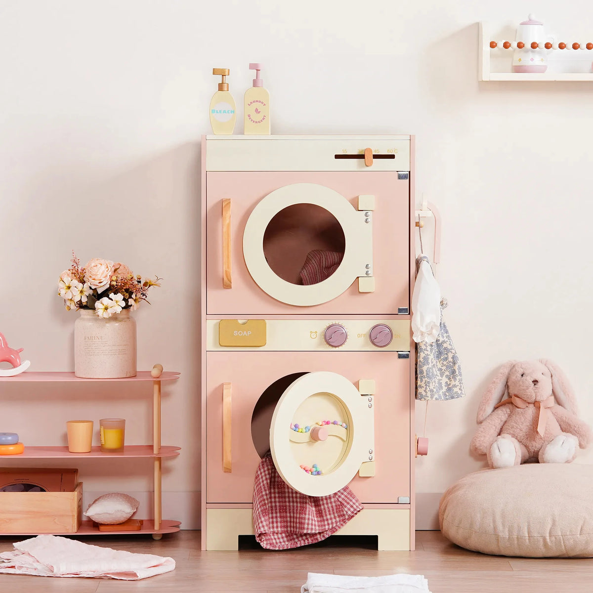 Robud Kids Wooden Corner Play Kitchen Set Oven Refrigerator Washer