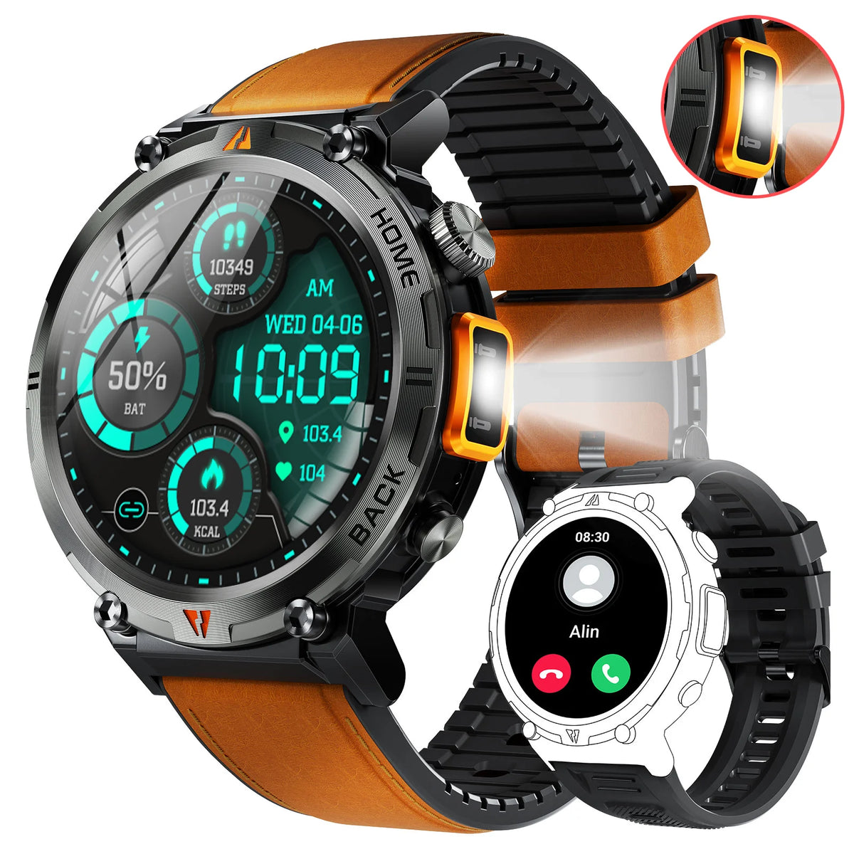 EIGIIS KE3 Bluetooth Call Smartwatch With Heart Rate LED Light